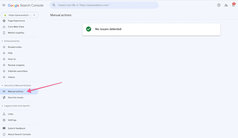 manual action in google search console