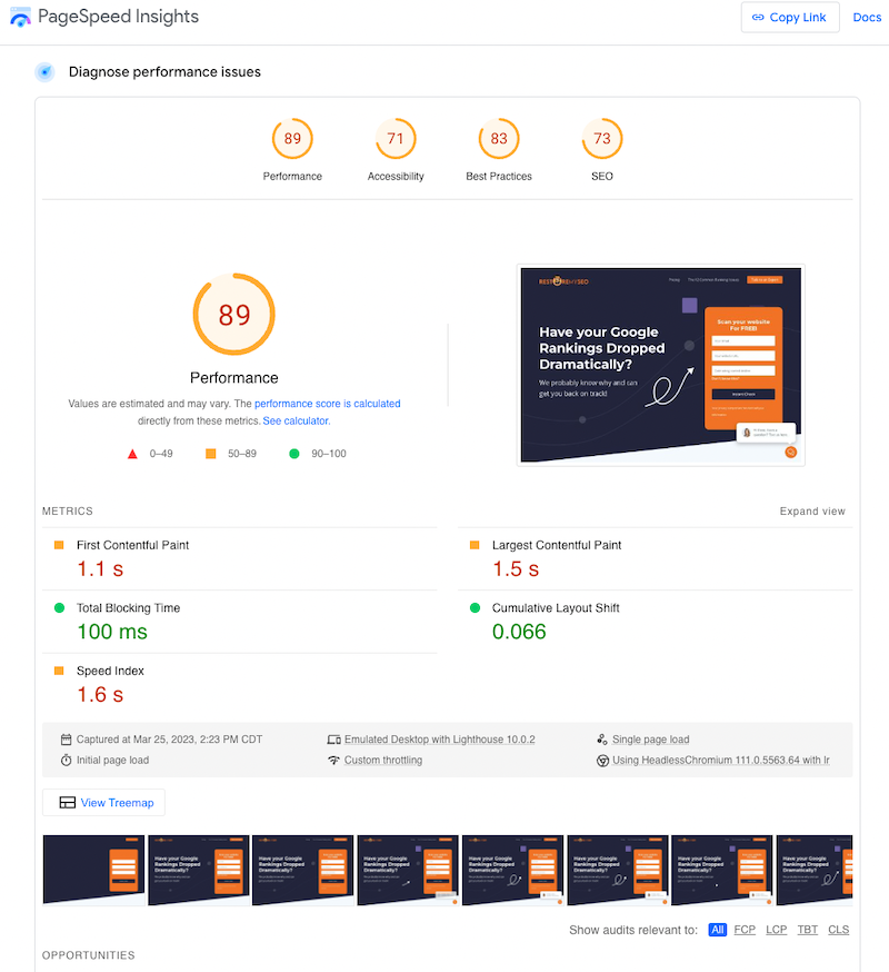 website speed performance
